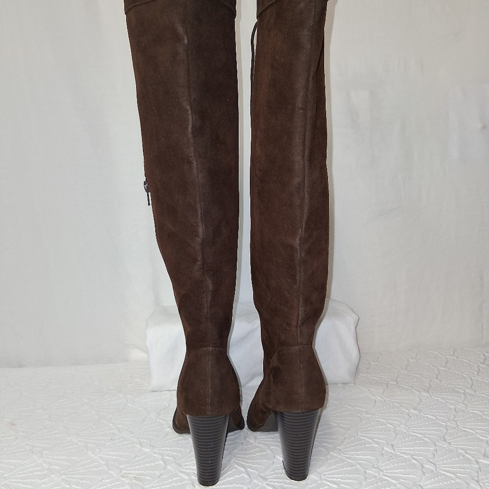 Shoe Dazzle Dark Brown Lace-Up Heeled Boots Size 9 - Picture 7 of 16